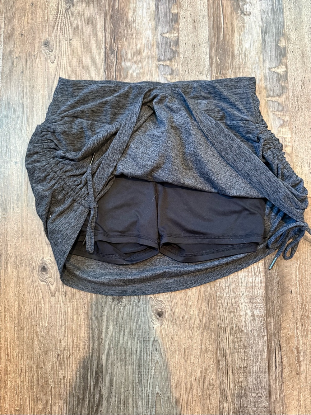 Dark Gray Ruched Drawstring Mini Skort - Picture 3 of 4
